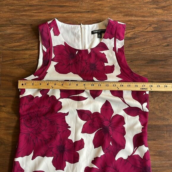 Banana Republic Womens Vibrant Flower Print Maroon White Sleeveless Dress Sz 4 - Picture 5 of 9